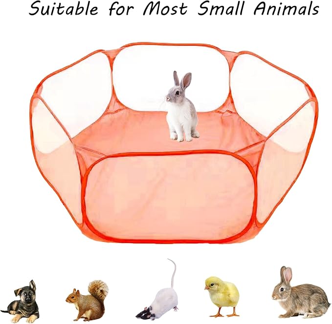 Small Animals Playpen, Portable Pop-up Open Interactive Pet Tent, Indoor Outdoor Fence for Rabbits, Guinea Pig, Hamster, Chinchillas, Kittens, Puppies