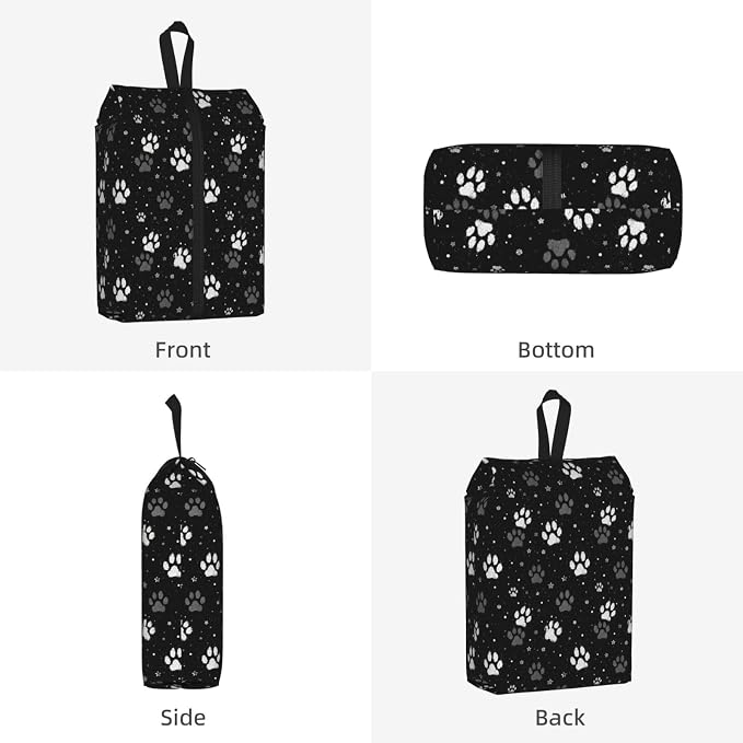 Vintage Pet Paw Print Travel Shoe Bag for Men & Women, Waterproof Shoe Storage Organizer with Zipper, Portable Shoe Pouch for Sneakers, Heels, Sandals, Gym & Travel Luggage 2PCS