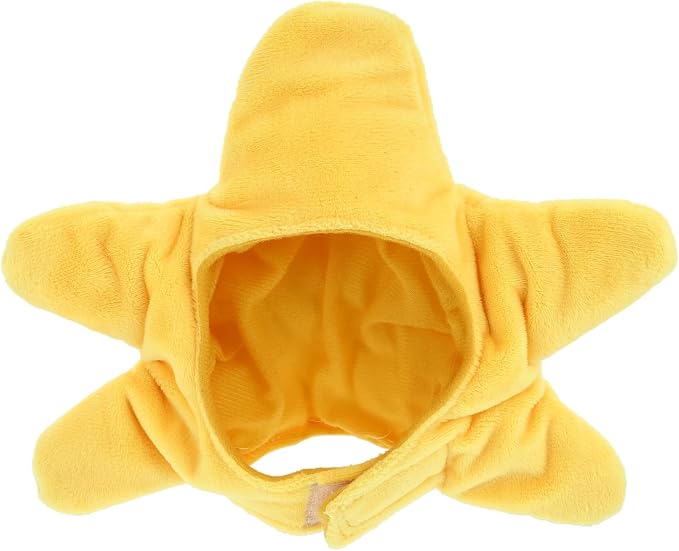 HEMOTON Yellow Plush Pet Dog Hat with Sea Star Shape Comfortable Wear Decorative Dog Cosplay Cap for Christmas Party and Dress