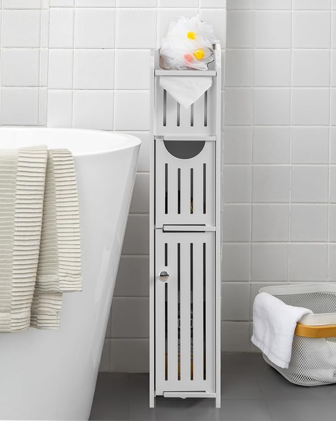 AOJEZOR Small Bathroom Storage Cabinet: No Drill for Narrow Space Renters