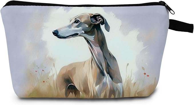 Hound Print Makeup Bag Watercolor Dog Cosmetic Pouch Birthday Holiday Gift for Women Dog Enthusiastsx