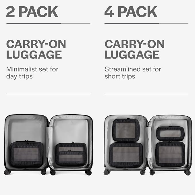 Compression Packing Cubes for Travel, 2-Pack, Black | Solves overpacking, 2-Piece set fits most carry-ons, 50% Space savings, Compression luggage organizer bags