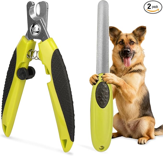 Green Dog Nail Clipper&File Set Plier Style Dog Claw Clippers with Safety Guard Heavy-Duty Dog Toenail Clippers Professional Pet Nail Trimmers for Small Medium Large Dogs and Cats