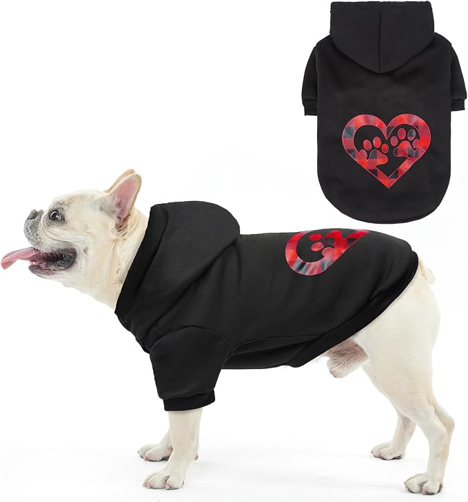 SCENEREAL Valentine Dog Hoodie Sweaters with Leash Hole, Warm & Soft Fleece Dog Sweater & Sweatshirt for Small Medium Large Dogs, Pets Clothes Cold Weather Costume, Heart Print S