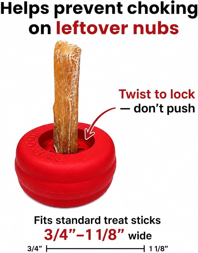 Bully Stick Holder for Dogs - Large Size - Interactive Dog Toy, Dog Treat Holder, Slow Feeder, Treat Dispenser, Chew Toy and Dog Safety Device