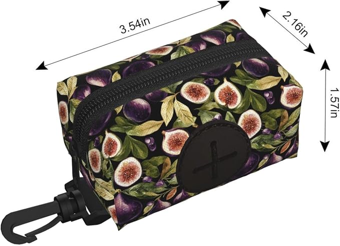 Fig Fruit Pet Waste Bag Dispenser 0.2L | Portable Dog Poop Holder Waste Bag With Zipper Park Doggy Walking Accessory