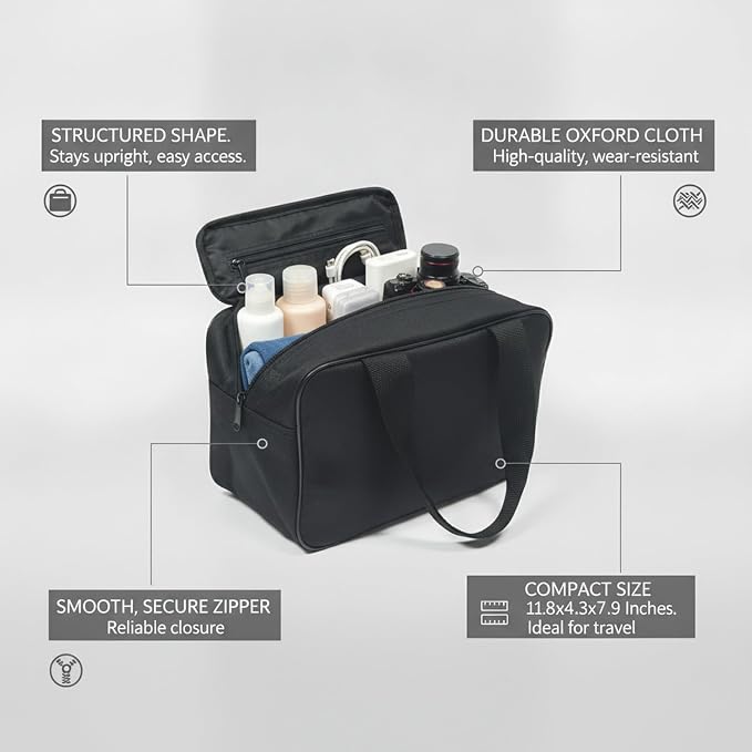 Oxford Cloth Storage Bag, Structured Packing Organizer for Travel Gear and Toiletries, 11.8 x 4.3 x 7.9 Inches (1 PC)