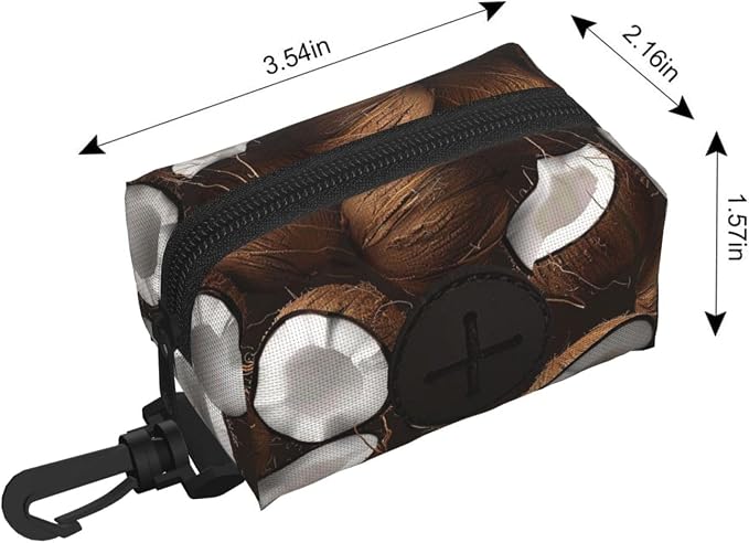 Coconut Pet Waste Bag Dispenser 0.2L | Portable Dog Poop Holder Waste Bag With Zipper Park Doggy Walking Accessory