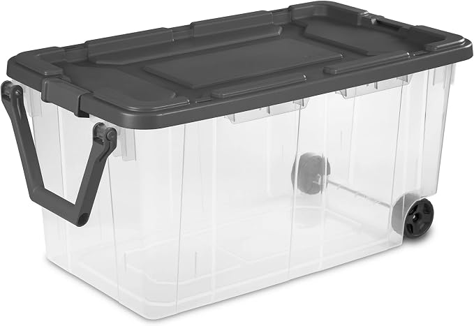 40 Gallon Extra-Large Wheeled Storage Bin with Latch Lid and Pull Handle