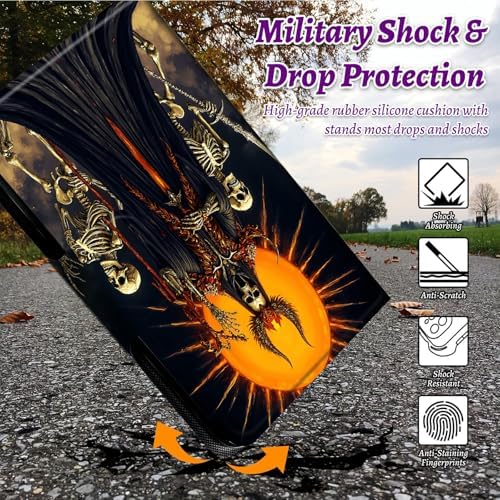 Rotating Handle Case for Samsung Galaxy Tab S6 Lite 10.4" 2024/2022/2020, 360 Degree Swivel Kickstand with Magnetic Closure Shockproof Leather Cover for Women Men, Dark Skull Knight