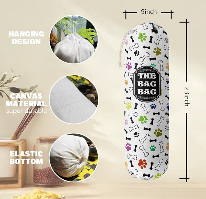 Grocery Bags Holder Organizer For Shopping Bags, Wall Mount Plastic Bags Storage Container Dispensers, Pet Lovers Home Kitchen Bags, The Bag Bag Grocery Bag Holder, Gifts For Women Dog Mom Dad (G-17)