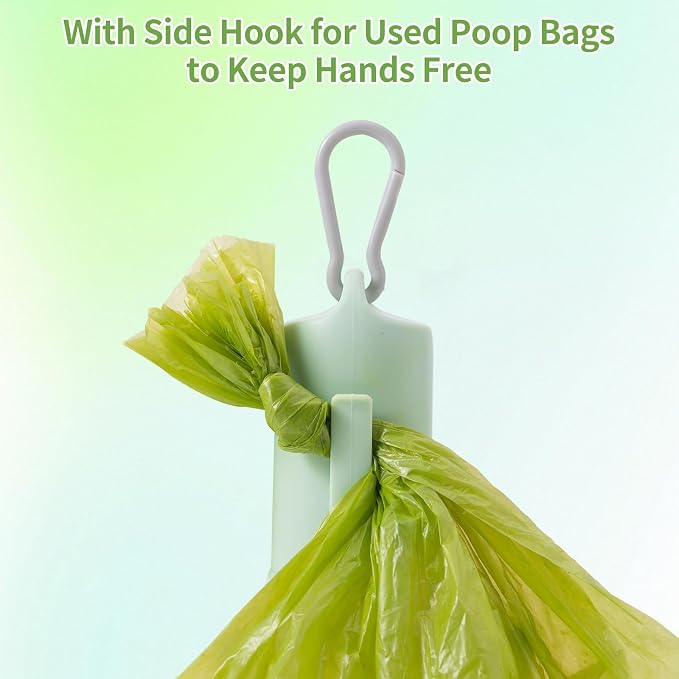 3Pack Dog Poop Bag Holder with Hook to Hold Used Bag, Build in Rotate Pole for Easy Pull Out Bags Lightweight Pet Waste Bag Dispenser with Clip for Leash Attach Doggy Walking Parking