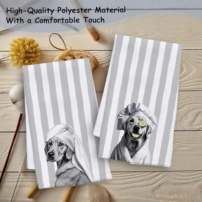 Funny Golden Retriever Bathroom Hand Towels, Gifts for Golden Retriever Lovers, Funny Dog Hand Towels for Bathroom Washroom Restroom, 16x24 Inch Set of 2