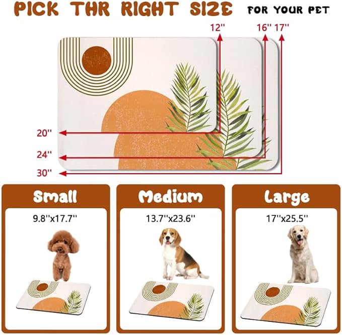 Dog Food Mats for Floors Waterproof, Cat Water Bowl Mats Pet Feeding Absorbent Placemats Bohemia 24 * 32 inch