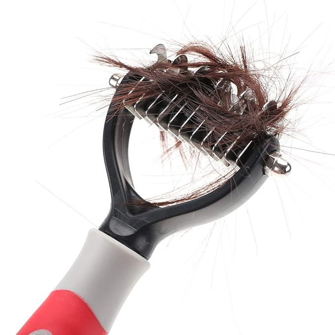 Deshedding Dog Brush, Cat Brush Dog Brush for Shedding Dog Rake Double Sided Undercoat Rake Comb for Detangling, Deshedding Pet Grooming Brush for Small, Medium Dogs and Cats