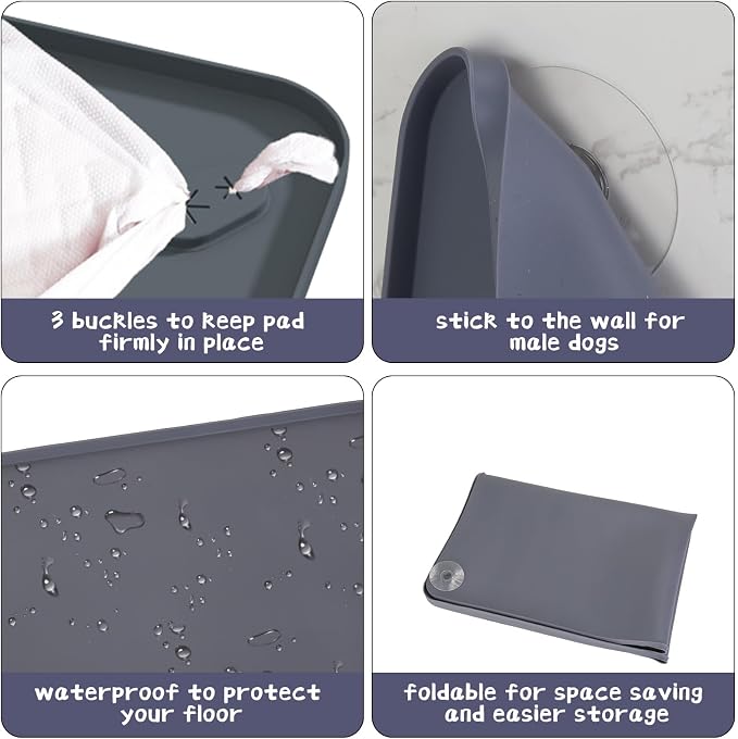 Pee Pad Holder for Dogs, 25.5” x 35” Silicone Dog Puppy Pad Holder, Non-Slip Rubber Mat with Raised Edges to Reduce Mess, Versatile Pee Pad Tray for Male & Female Dog Indoor Potty Training