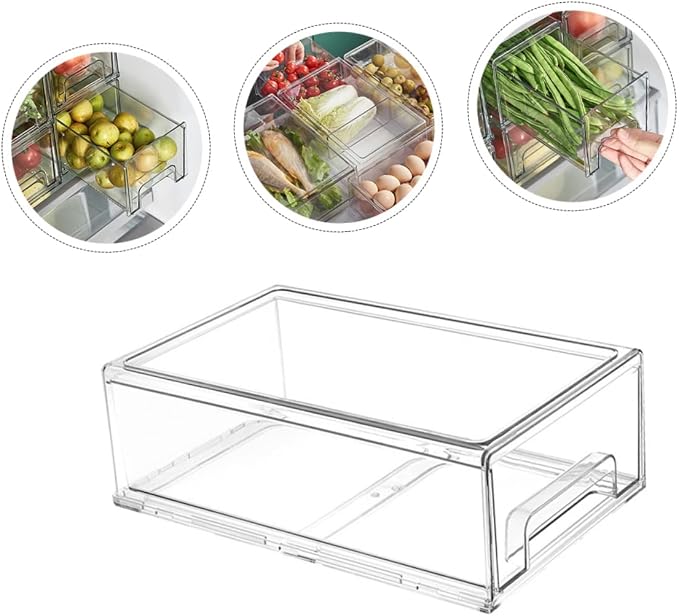 HOMSFOU Fridge Space Saver Organizer Fridge Fruit Box Sealing Storage Bin Organizing Bin Large Capacity Design Space-saving Sturdy Pet Material