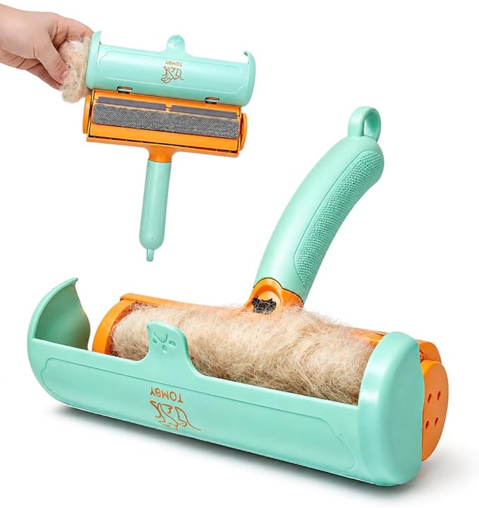 Tomby Reusable Pet Hair Remover Roller for Dog & Cat Hair, Lint Roller for Furniture, Couch, Carpet, Car, Rugs & Bedding, No Sticky Sheets, Easy Cleaning, Portable