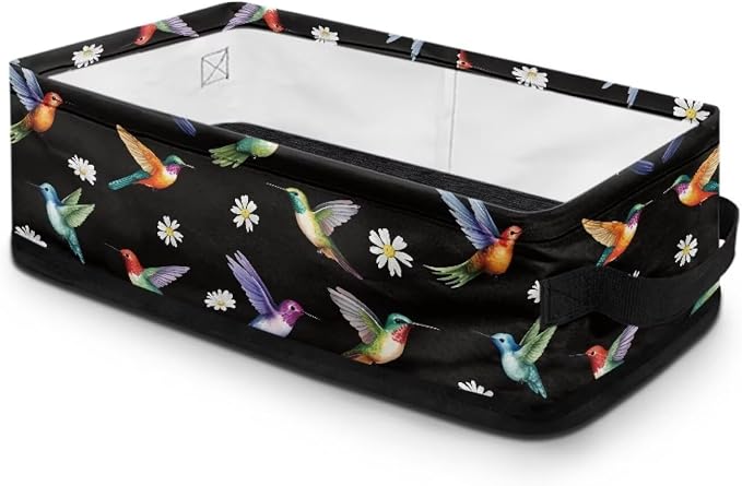 Bird Flower Toilet Paper Basket for Organizing with Handle Decorative Storage Bins for Countertop Toilet Paper Storage Basket Toilet Tank Top Small Basket