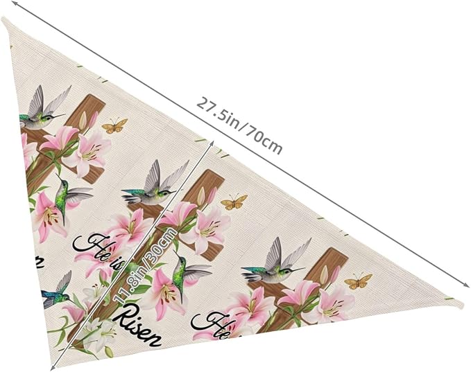 Easter Sunday Religious Cross Christian He is Risen Flower Pet Triangle Scarf for Dogs & Cats, Polyester Decorative Scarf, Adjustable Cute Pet Bandana for Daily Wear & Photo Shoots