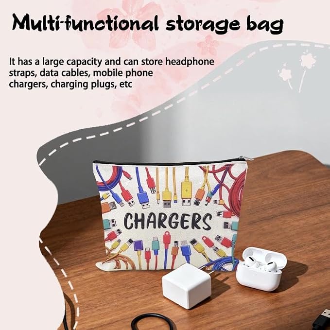 Charging Stuff Travel Bag Pouch Small Charger Cable Organizer Storage Case Ties Portable Earphone Holder Bag Charger Gift Bags Usb Cable Pouches Elastic Silicone Straps for Electronics Data Cord Wrap