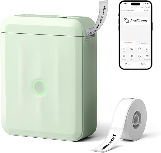 NIIMBOT D110 Mini Label Maker Machine with Tape for Home School, Green | Portable Label Printer Bluetooth Thermal Sticker Labeler with Multiple Templates for Office Kitchen Jars Organization