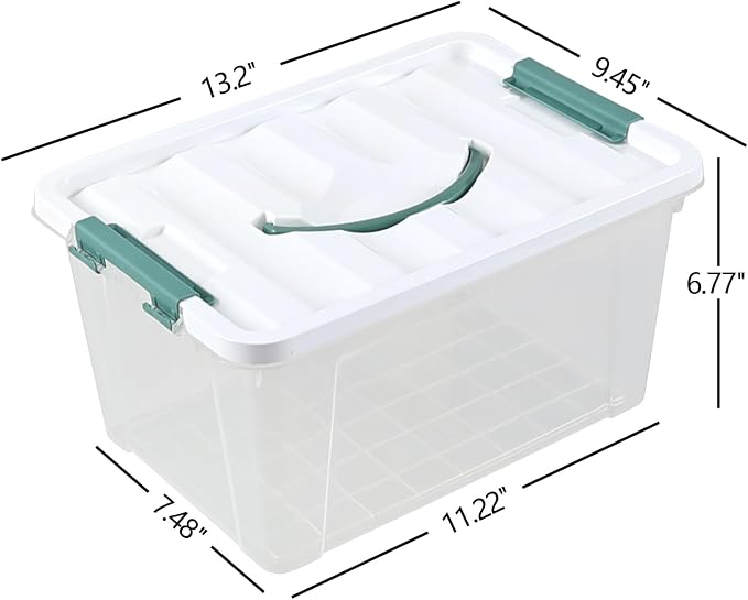 14 Quart Clear Plastic Latching Storage Box with Handle, 6 Packs | Small Plastic Organization Containers Bin with Lids