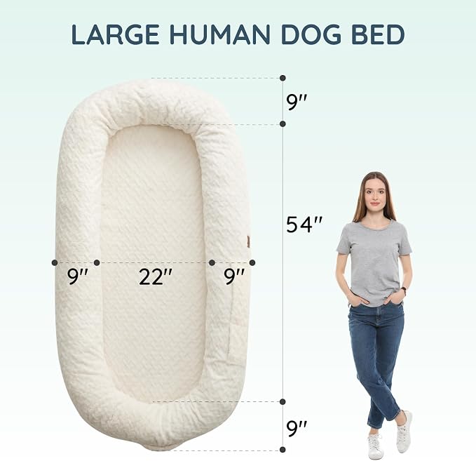 ChiXnuggle Faux Fur Washable Human Dog Bed Cover（Only Human Dog Bed） | 72*40*10,removable replace cover,soft fur,non-slip bottom,white