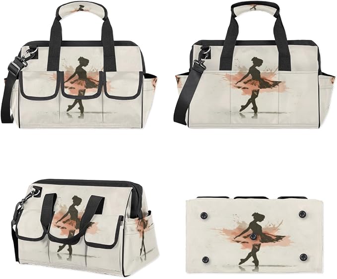 Dance Ballet Heavy Duty Tool Bag 14.8 Inch Ballerina Portable Soft Tool Box Organizer Storage with Adjustable Shoulder Strap