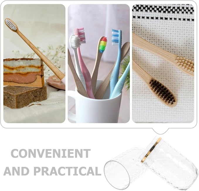 Didiseaon Transparent Toothbrush Holder Box with Dual Cups Portable Travel Toothbrush and Toothpaste Case for Home Gym School Business Trips Compact Pet Storage Organizer