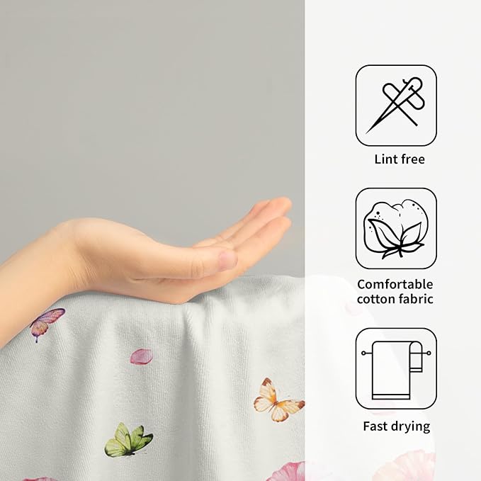 Giwawa Easter Decorative Hand Towels- Cute Bunny Rabbits Eggs Tree Towel Set of 2- Spring Watercolor Floral Face Towel Absorbent Dish Wash Cloth for Hotel Bathroom Gym Guest Home Holiday