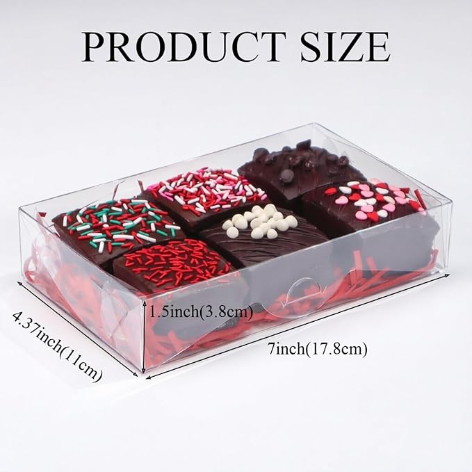 RomanticBaking 24PCS 7x4.4x1.5 Inches Clear Cookie Box for Party Favors | Clear Plastic Boxes for Chocolate Truffle, Oreo, Pastry, Donut, Brownie, Soap,Bakery Treat Wedding Christmas Valentine's