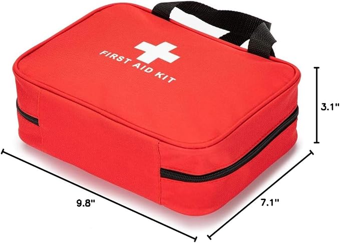 Red First Aid Bag Empty Travel Rescue Pouch First Responder Storage Medicine Emergency Bag for Car Home Office Kitchen Sport Outdoors (Red with Zippered Mesh Bags)