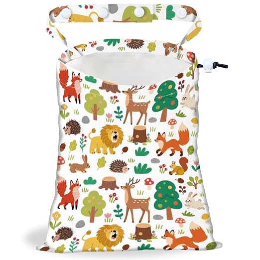 Plants Animals Strap Drawstring Car Trash Bag Hanging Garbage Bag with Snap Buttons Car Back Seat Trash Storage Portable Dustbin Vehicle Trash Can Bag for Vehicle Accessories Travel Camping