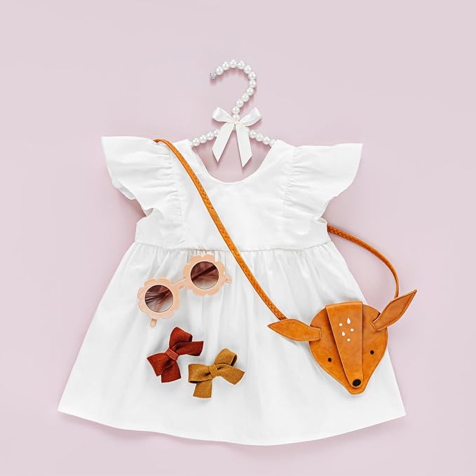 SEWACC 2pcs Pearl Beaded Hangers for Kids Plastic Baby Clothes Hangers with Bow Toddler Nursery Closet Organizer for Girl Dress Dog Pet Apparel