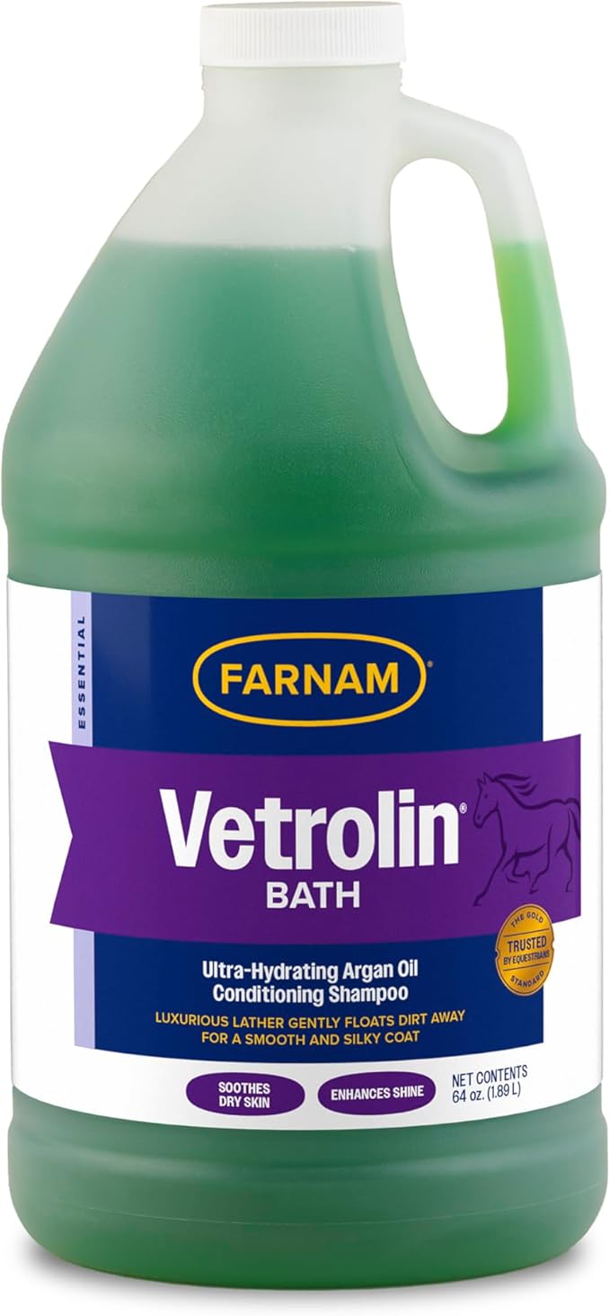 Farnam Vetrolin Bath, Ultra-Hydrating Argan Oil Conditioning Shampoo, Enhances Shine, Soothes Dry Skin, for Horses and Dogs, 64 oz.