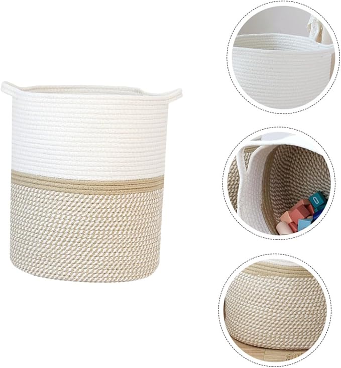 Rope Woven Storage Basket Stylish Pet Organizer Bin Sundries Container for Home High Capacity for Pet Playthings andClothing