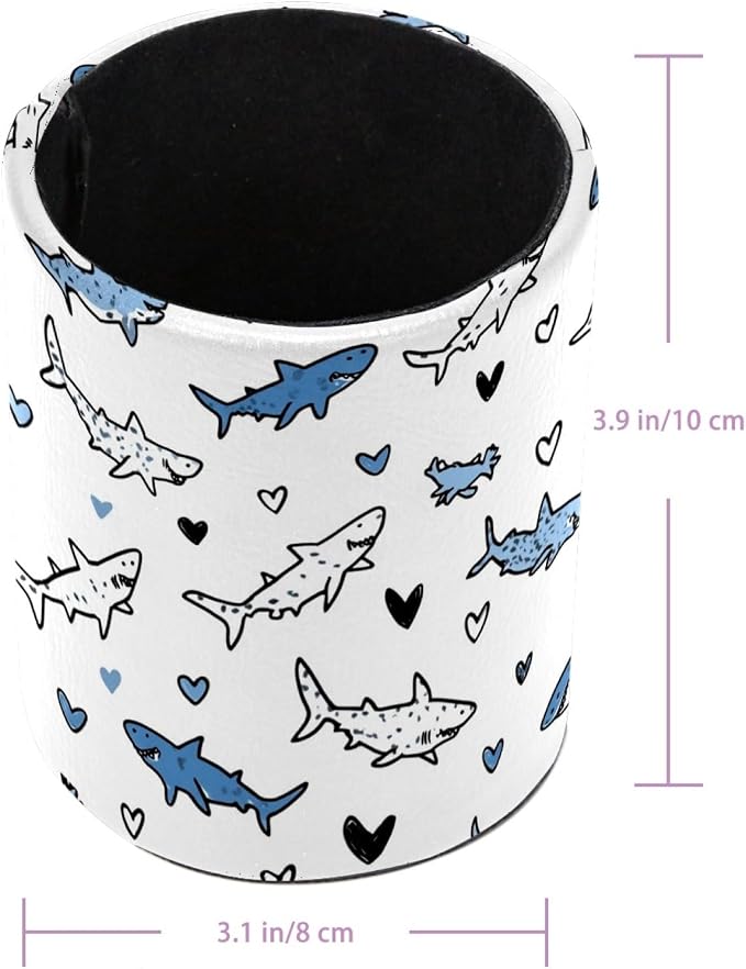 Simple Shark Drawing Pen Holder, Pencil Cup Marker Brush Holder Desk Storage Case, Desktop Organizer for School Office Home Supplies