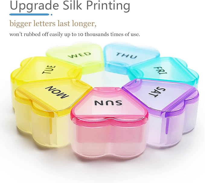 MOLN HYMY Large Weekly Pill Box 7 Day, Pill Case Organizer 1 time a Day, Floral Pill Container Once Daily, Pretty Medicine Dispenser for Vitamin/Fish Oil/Medication/Supplements