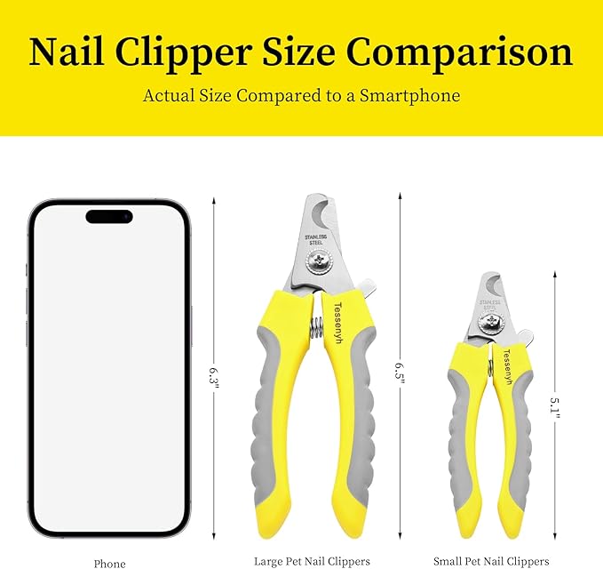 Professional Dog Nail Trimmers, Dog Nail Clippers for Large & Medium Dogs, Cats, and Pets, with Safety Lock and Protective Guard, 6.5 Inches