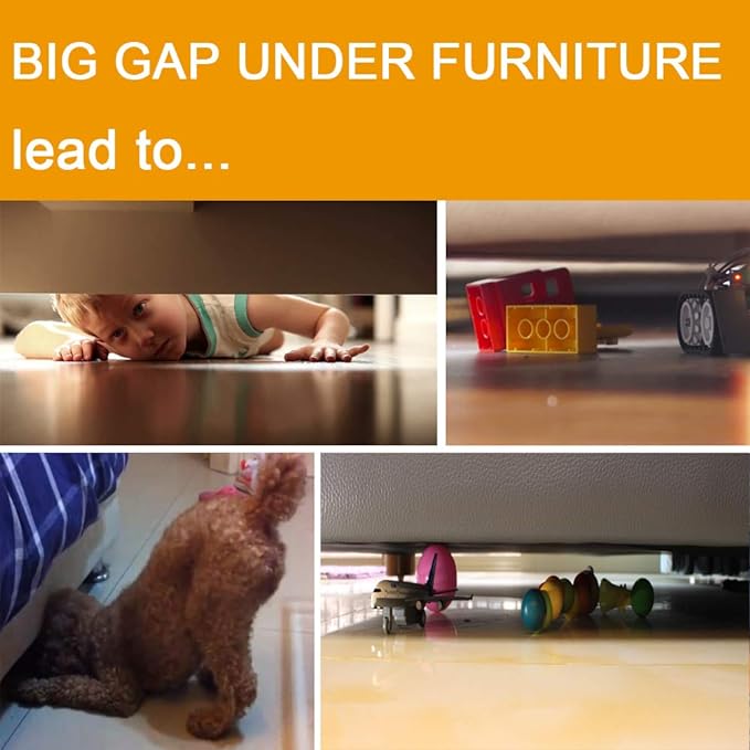 Under Bed Blocker for Pets, Gap Bumper for Under Bed, Stop Things Going Under Bed or Sofa Couch, Toys Blocker for Cats Dogs, Easy to Install, Total 7" Height 90" Length, White