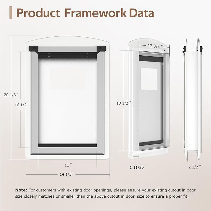 Large Dog Door for Exterior & Interior Doors with Steel Frame | Magnetic Double Flaps, Telescoping Tunnel, 2 Sliding Lock Panels, Weather-Resistant, Fits Dogs Up to 110LBS