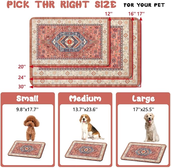 Dog Food Mats for Floors Waterproof, Pet Water Bowl Mats Pet Feeding Absorbent Placemats 24 * 32 inch