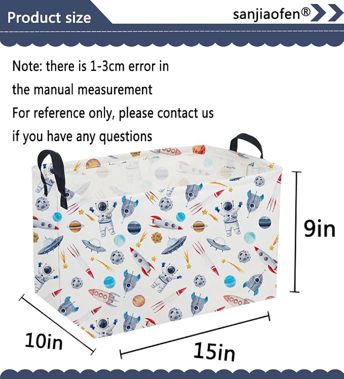 Sanjiaofeng Rectangular Astronaut Basket,Dirty Clothes Basket,Party Baskets,Space Room Decor(Rocket)
