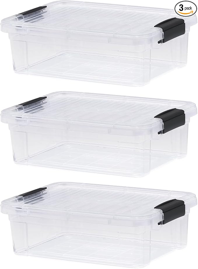 Superio 4.5 Quart Clear Plastic Storage Containers with Lids, Stackable Organizer Bins, BPA-Free Storage Boxes for Home, Office, Dorm & Classroom, 3 Pack
