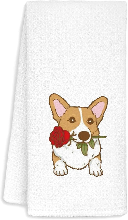 Jvpke Corgi Hand Towel for Bathroom Kitchen, Corgi Decor for Home, Corgi Gifts for Her Girls Women Men Kids, Corgi Kitchen Decorative Towels, 16x24 in