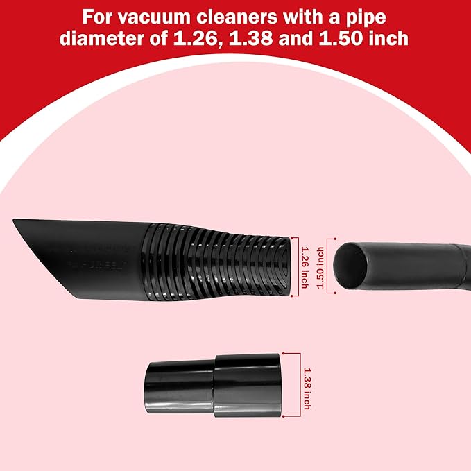 FUR-EEL PRO 2.0 Combo Pet Hair Removal Tool for Car Detailing | Universal Vacuum Attachment for Dog & Cat Hair | Fits 1-1/4" & 1-3/8" Hoses | Replaceable Soft Rubber Head | Washable & Reusable