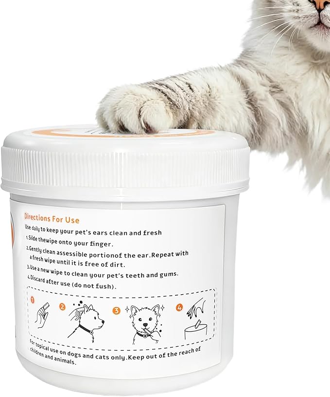 Dog Dental Wipes and Dog Teeth Cleaning Wipes, Puppy Tooth Brushing Kit Alternative for Dental Wipes for Dogs Teeth and Cat Tooth Brush Use, Non Woven Lick Safe No Rinse, 50 Count