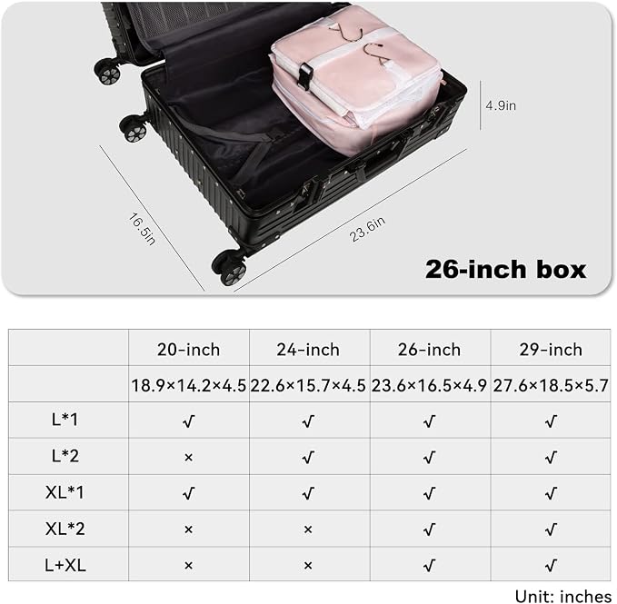 TABITORA Portable Hanging Travel Shelves Bag Packing Cube Organizer Suitcase Storage Large Capacity