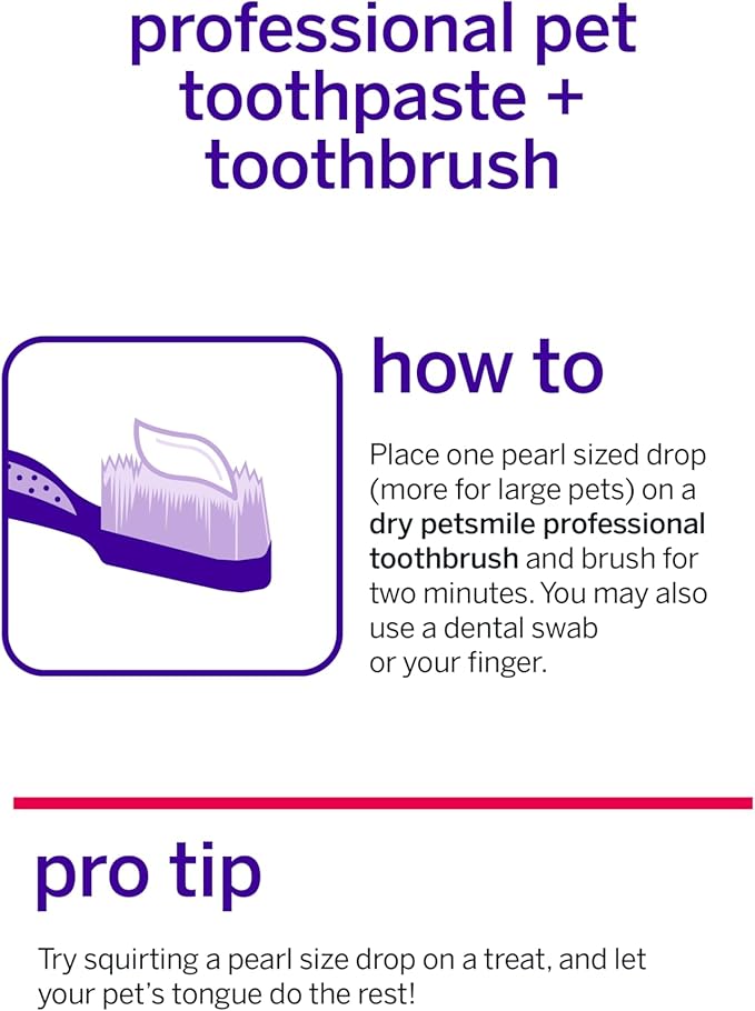 petsmile Professional Pet Teeth Brushing Kit for Cats & Dogs - VOHC Accepted Toothpaste & Patented Toothbrush - Proven to Control Plaque & Tartar Calprox Formula (Rotisserie Chicken, 4.2 Oz)